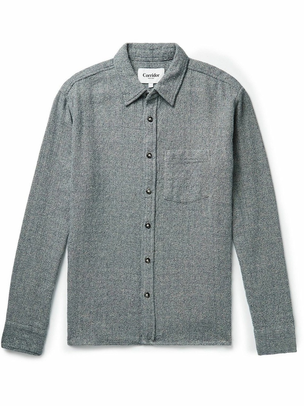 Corridor NYC Pearl Cotton Boucle Shirt in Blue Sz M